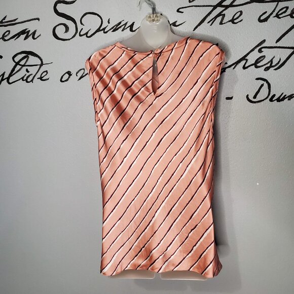 Rebecca Taylor 100% Pink Striped Silk Sleeveless Blouse, 16 - Picture 3 of 6